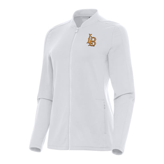 Women's Antigua White Cal State Long Beach The Beach Continual Full-Zip Jacket