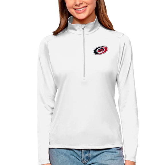 Women's Antigua White Carolina Hurricanes Tribute Quarter-Zip Pullover Top