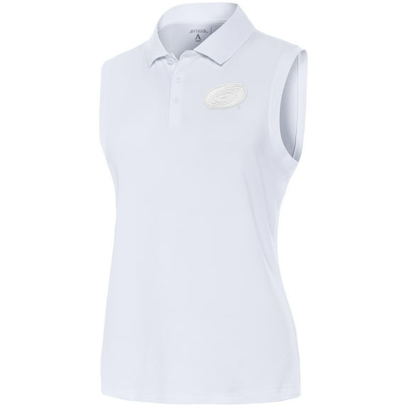 Women's Antigua White Carolina Hurricanes White Logo Sleeveless Recap Polo