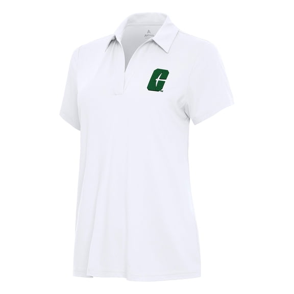 Women's Antigua White Charlotte 49ers Era V-Neck Polo