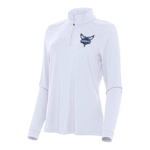 Women's Antigua White Charlotte Hornets Intent Quarter-Zip Top