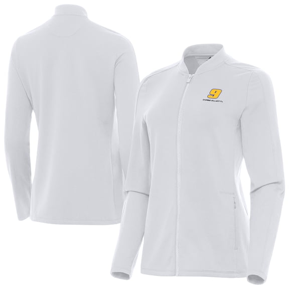 Women's-Antigua White Chase Elliott Continual Full-Zip Jacket