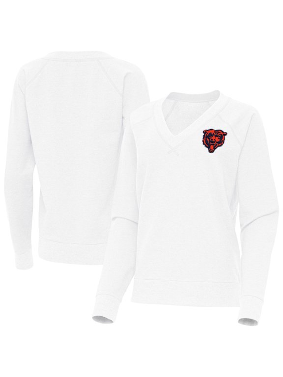 Women's Antigua White Chicago Bears Varsity Tri-Blend V-Neck Long Sleeve T-Shirt