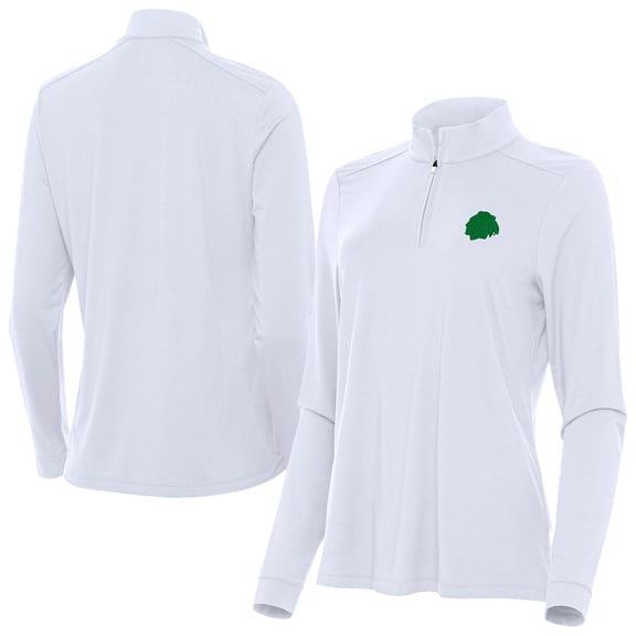 Women's Antigua White Chicago Blackhawks St. Patrick's Day Intent Quarter-Zip Performance Pullover