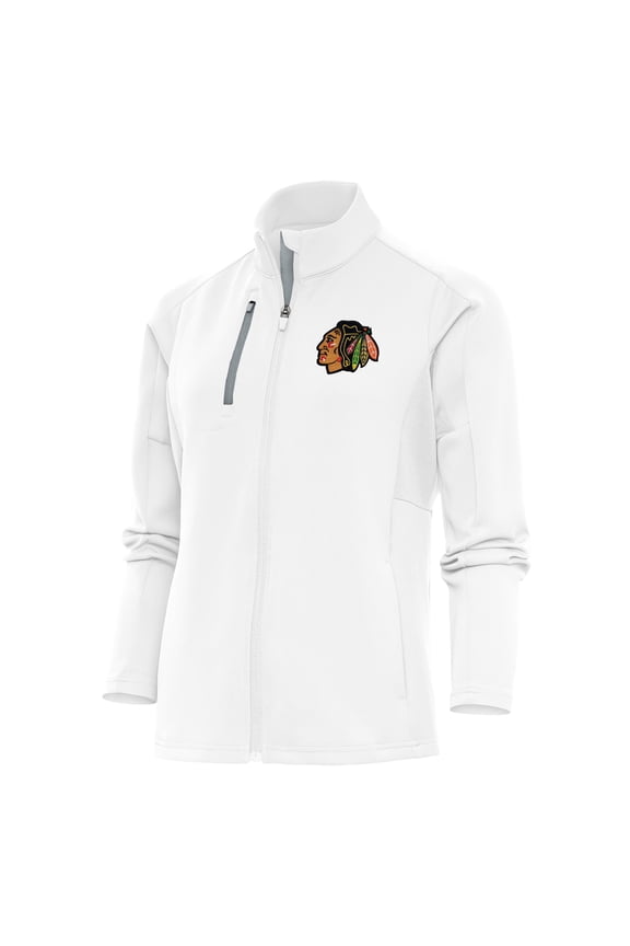Women's Antigua White Chicago Blackhawks Team Logo Generation Full-Zip Jacket
