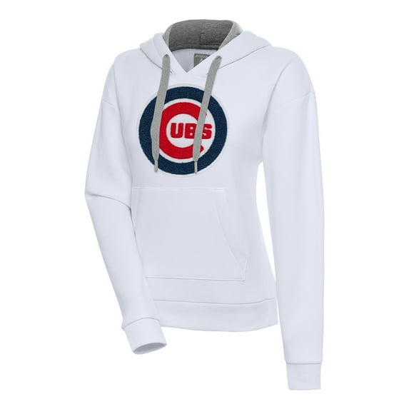 Women's Antigua White Chicago Cubs Victory Pullover Hoodie