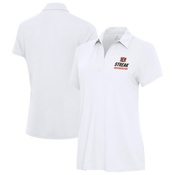 Women's Antigua White Cincinnati Bengals Streak Era Polo