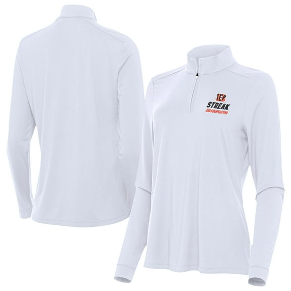 Women's Antigua White Cincinnati Bengals Streak Intent Quarter-Zip Pullover