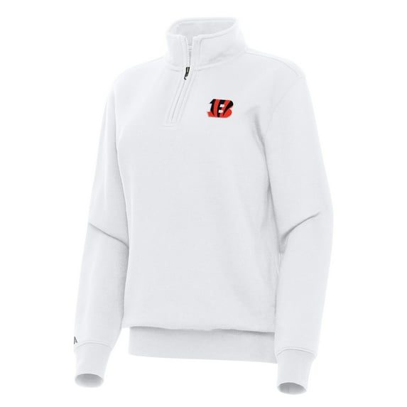 Women's Antigua White Cincinnati Bengals Victory Quarter-Zip Top