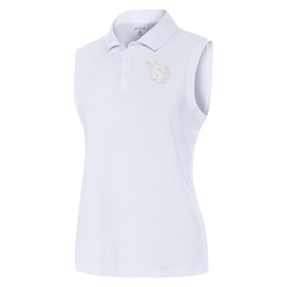 Women's Antigua  White Cleveland Guardians Recap Sleeveless Polo