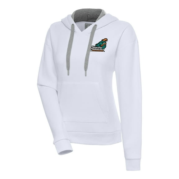 Women's Antigua White Coastal Carolina Chanticleers Victory Pullover Hoodie