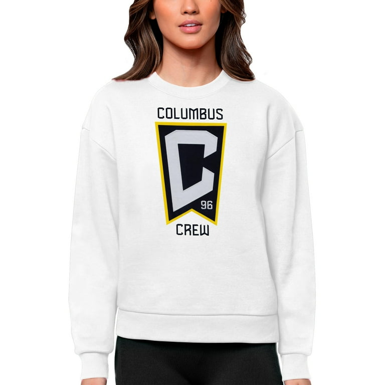 Women's Antigua White Columbus Crew Team Logo Victory Pullover