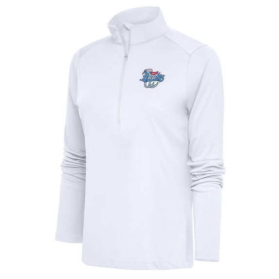 Women's Antigua White Corpus Christi Hooks Tribute Half-Zip Pullover Top