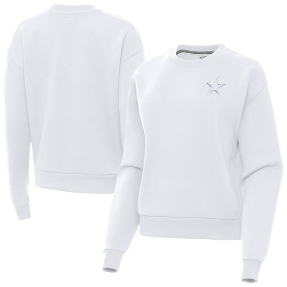 Women's Antigua  White Dallas Cowboys Victory Crew Pullover Sweatshirt