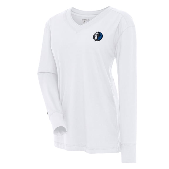 Women's Antigua White Dallas Mavericks Symbolic Long Sleeve V-Neck Top