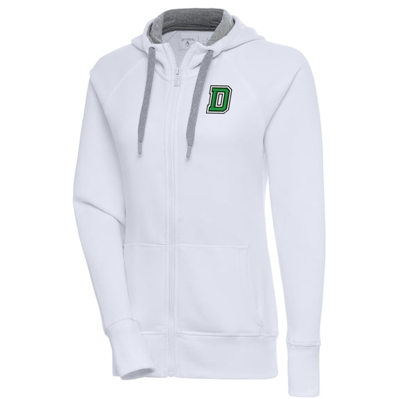 Women's Antigua White Dartmouth Big Green Victory Full-Zip Hoodie