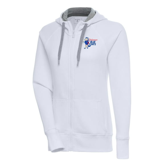 Women's Antigua White Delaware Blue Coats Victory Full-Zip Hoodie