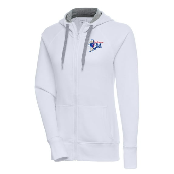 Women's Antigua White Delaware Blue Coats Victory Full-Zip Hoodie