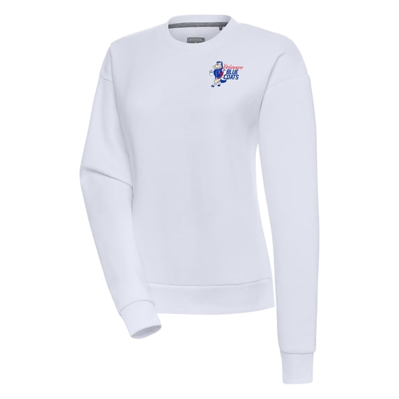 Women's Antigua White Delaware Blue Coats Victory Pullover Sweatshirt