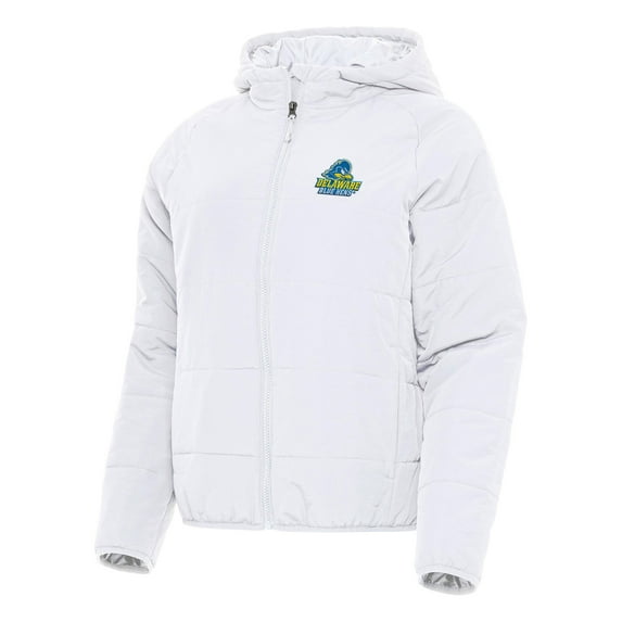 Women's Antigua White Delaware Fightin' Blue Hens Universe Full-Zip Puffer Jacket