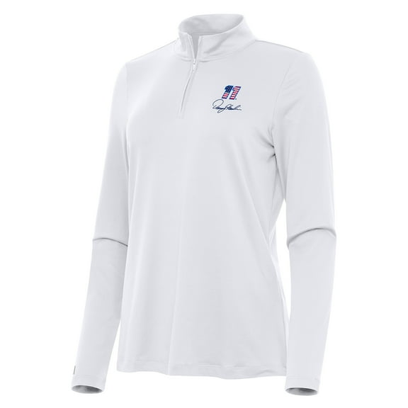 Women's Antigua White Denny Hamlin Reprocess Quarter-Zip Top