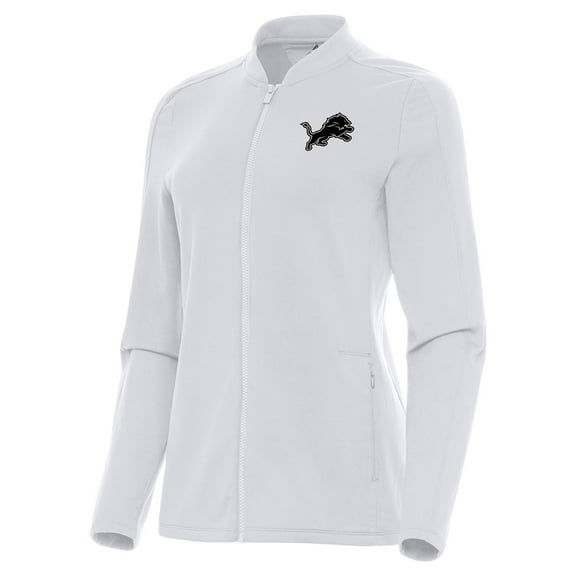 Women's Antigua White Detroit Lions Continual Full-Zip Jacket