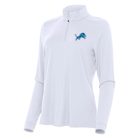 Women's Antigua  White Detroit Lions Intent Quarter-Zip Sweatshirt