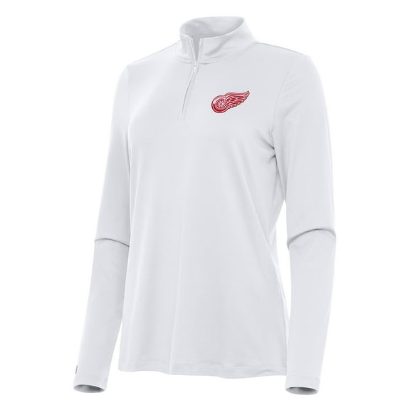 Women's Antigua White Detroit Red Wings Reprocess Quarter-Zip Top