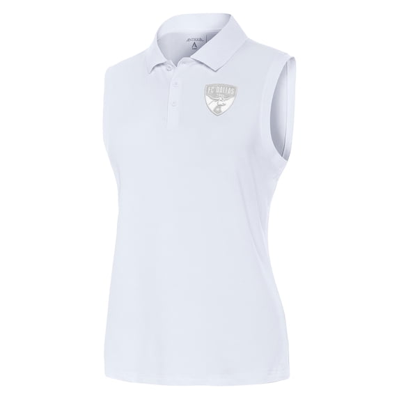Women's Antigua White FC Dallas White Logo Sleeveless Recap Polo