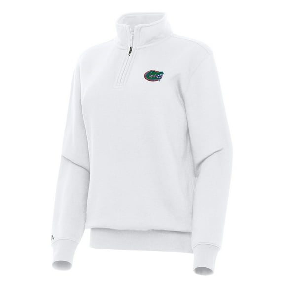 Women's Antigua White Florida Gators Victory Quarter-Zip Sweatshirt