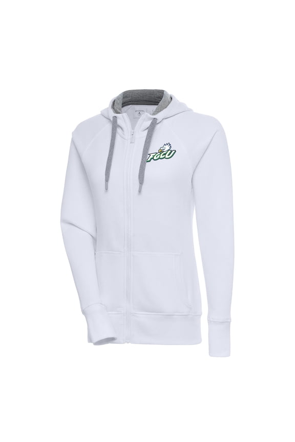 Women's Antigua White Florida Gulf Coast Eagles Victory Full-Zip Hoodie