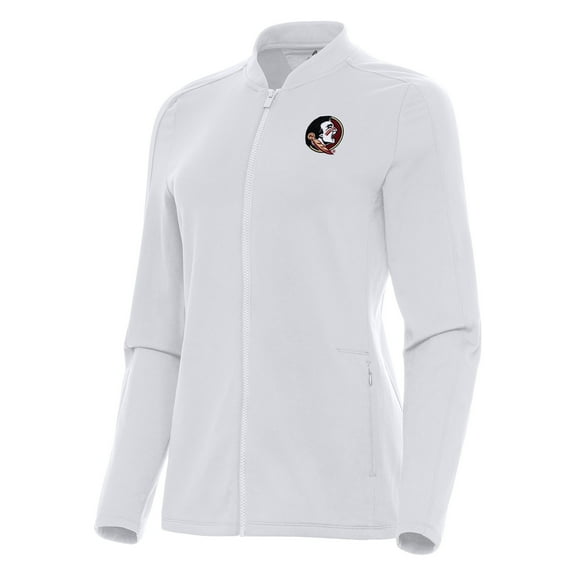 Women's Antigua White Florida State Seminoles Continual Full-Zip Jacket