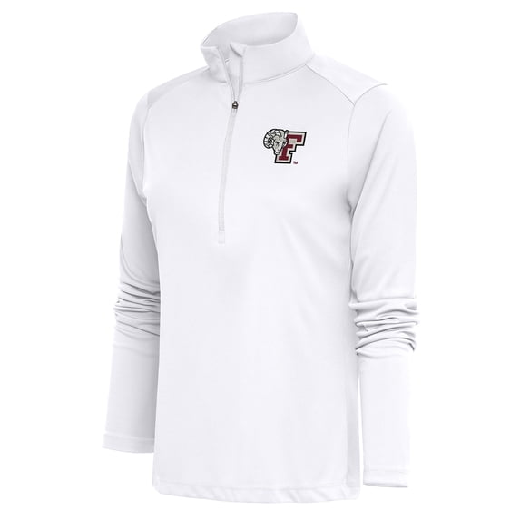 Women's Antigua White Fordham Rams Tribute Half-Zip Pullover Top