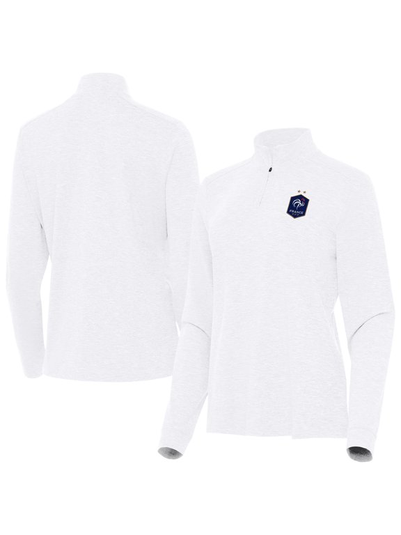 Women's Antigua White France National Team Master Quarter-Zip Pullover