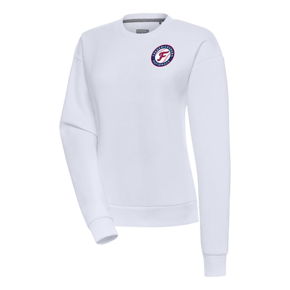 Women's Antigua White Fredericksburg Nationals Victory Pullover Sweatshirt