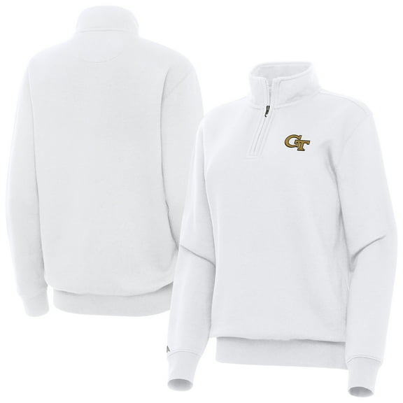 Women's Antigua White Georgia Tech Yellow Jackets Victory Quarter-Zip Top