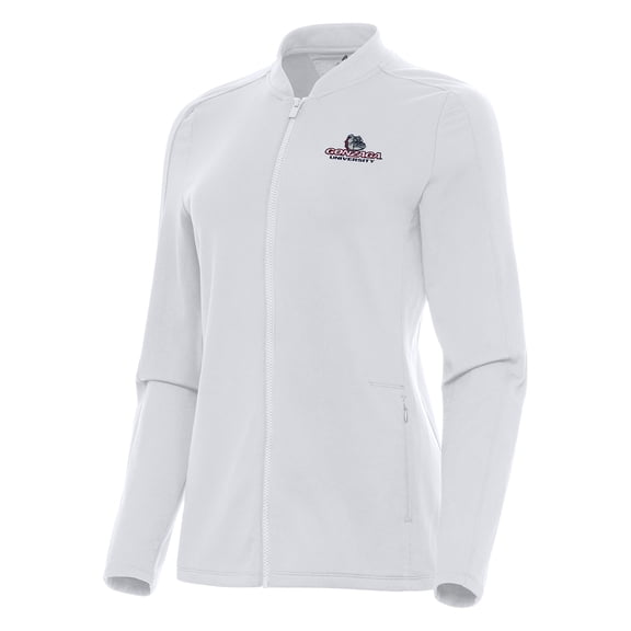 Women's Antigua White Gonzaga Bulldogs Continual Full-Zip Jacket