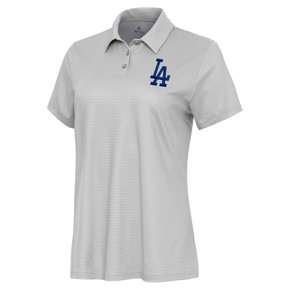 Women's Antigua White/Gray Los Angeles Dodgers Rings Polo