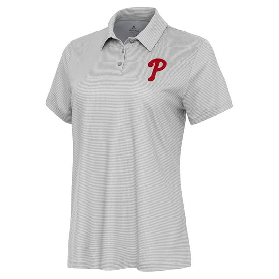 Women's Antigua White/Gray Philadelphia Phillies Rings Polo