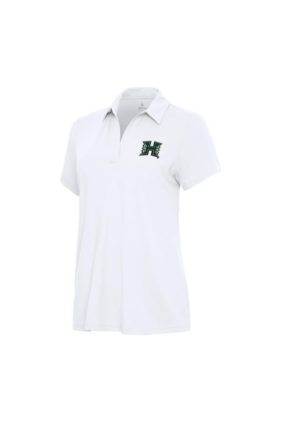 Women's Antigua White Hawaii Rainbow Warriors Era V-Neck Polo