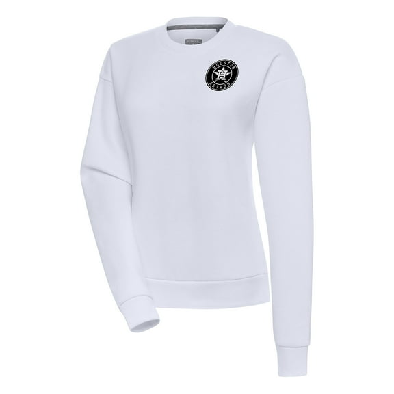 Women's Antigua  White Houston Astros Brushed Metallic Victory Pullover Sweatshirt