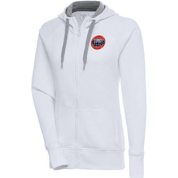Women's Antigua White Houston Astros Cooperstown Victory Full-Zip Hoodie