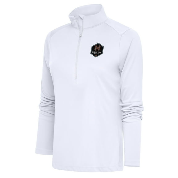 Women's Antigua White Houston Dash Tribute Half-Zip Jacket