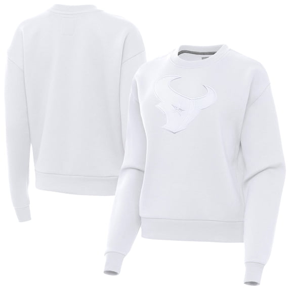 Women's Antigua White Houston Texans Victory Pullover Sweatshirt