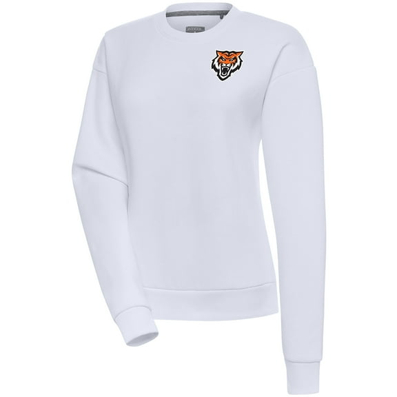 Women's Antigua  White Idaho State Bengals Victory Crewneck Pullover Sweatshirt