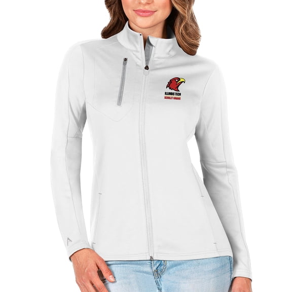 Women's Antigua White Illinois Tech Scarlet Hawks Generation Full-Zip Jacket