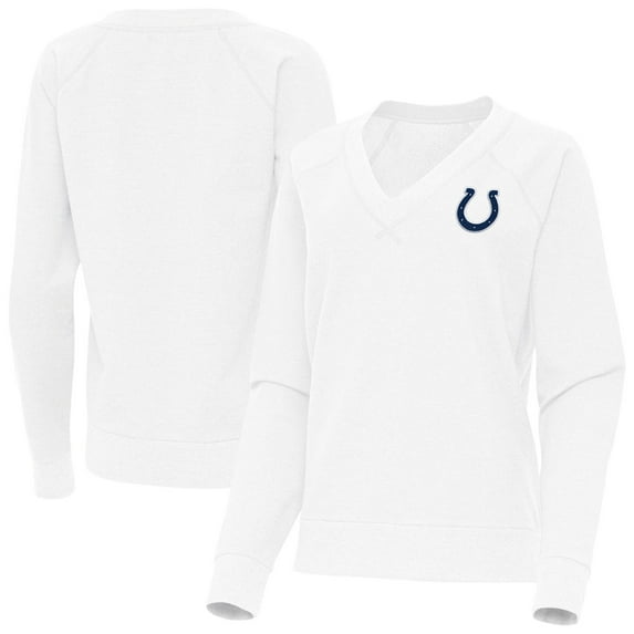 Women's Antigua White Indianapolis Colts Varsity Tri-Blend V-Neck Long Sleeve T-Shirt