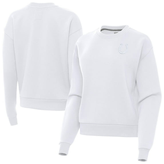 Women's Antigua White Indianapolis Colts Victory Crew Pullover Sweatshirt