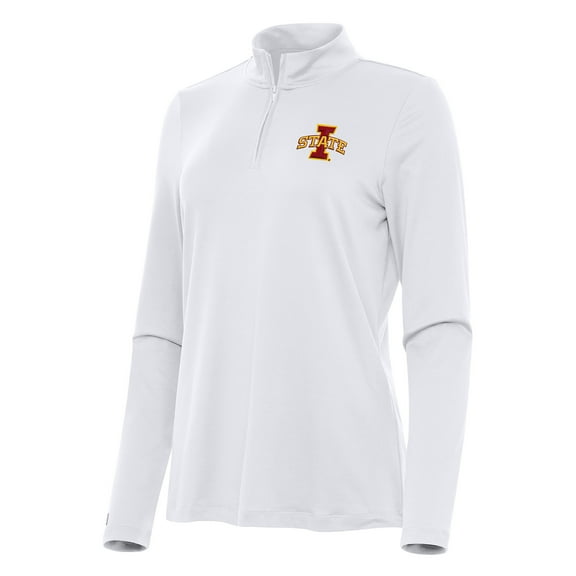 Women's Antigua White Iowa State Cyclones Reprocess Quarter-Zip Top