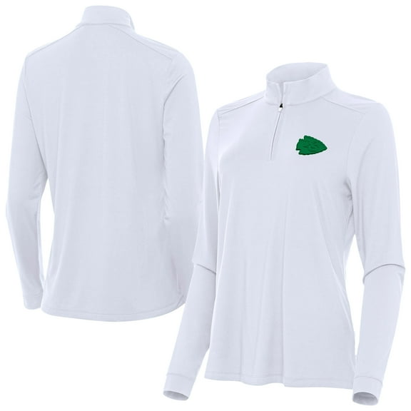 Women's-Antigua White Kansas City Chiefs St. Patrick's Day Intent Quarter-Zip Pullover